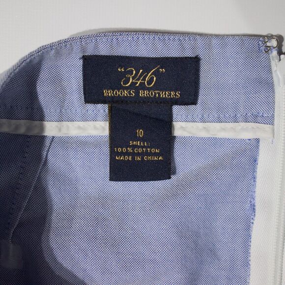 Brooks Brothers Light Blue Front Pleated Skirt 100% Cotton Women Size 10 (A3) - Picture 7 of 10